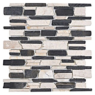 Mosaikfliese Mix MOS BRICK 205 (30,5 x 30,5 cm, Schwarz/Weiß, Matt)