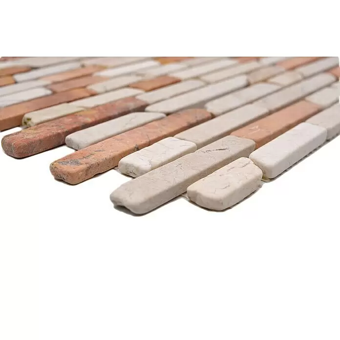 Mosaikfliese MOS BRICK 135 - 30,5 x 30,5 cm, Rot/Beige, Matt - Detailaufnahme