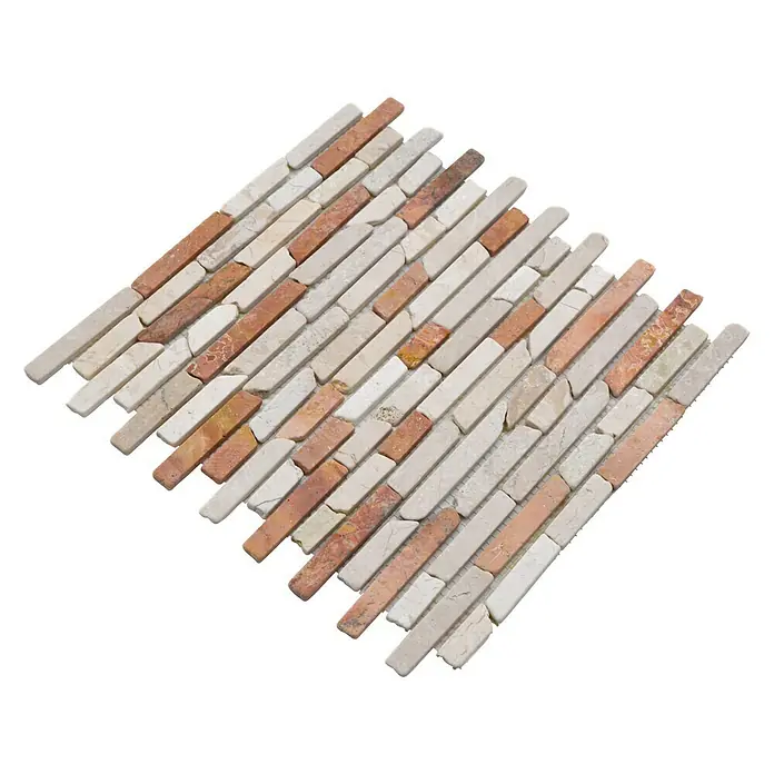 Mosaikfliese MOS BRICK 135 - 30,5 x 30,5 cm, Rot/Beige, Matt - Elegantes Mosaik aus Naturstein in Beige- und Rottönen, ideal für stilvolle Wand- und Bodenverkleidungen, die jedem Raum einen Hauch von Luxus verleihen.