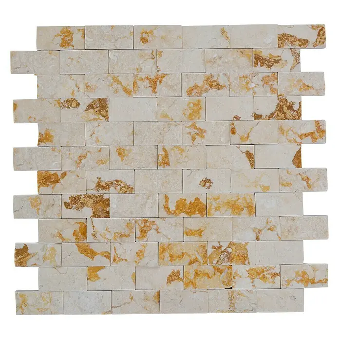 Mosaikfliese Brick Splitface MOS X3D46 - 30 x 30 cm, Beige, Matt - Beige Wandfliese mit braunen Akzenten, ideal für stilvolle Innenräume. Hochwertige Verarbeitung und ansprechendes Design.
