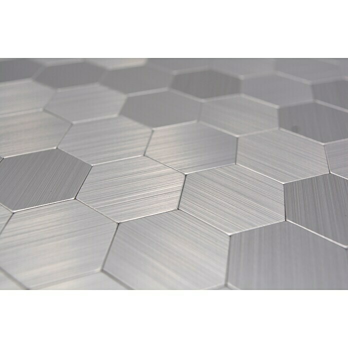 Mosaïque aluminium autocollante Hexagone argent SAM