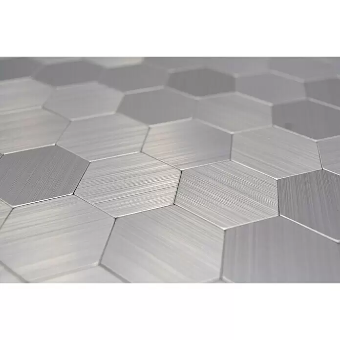 Selbstklebemosaik Hexagon SAM 4MMHX - 28 x 29 cm, Silber, Glänzend - Detailaufnahme