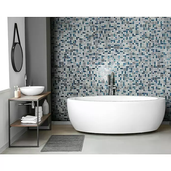 Mosaikfliese Crystal Mix XCM MC589 - 30 x 30 cm, Grau, Glänzend - Stimmungsaufnahme