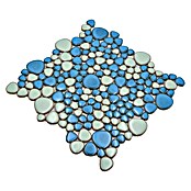 Mosaikfliese Kiesel XKM 79 (30 x 30 cm, Hellblau/Hellgrün, Glänzend)