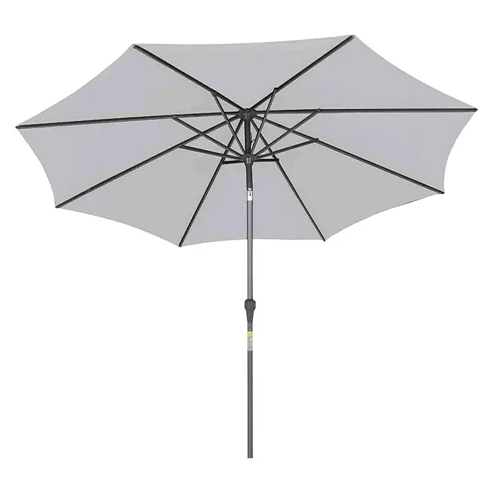 Siena Garden Marktschirm rund Avio - Stone, Durchmesser Bespannung: 300 cm - Grauer Sonnenschirm mit dunklen Streben auf einem Metallständer, ideal für sonnige Tage im Garten oder auf der Terrasse.