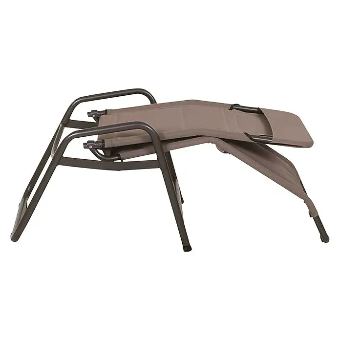 Gartenliege Fano - Taupe, Metall, Klappbar - Abgebildeter Relaxsessel in neutraler Farbe mit verstellbarer Liegefläche und robustem Metallgestell für Entspannung im Garten.