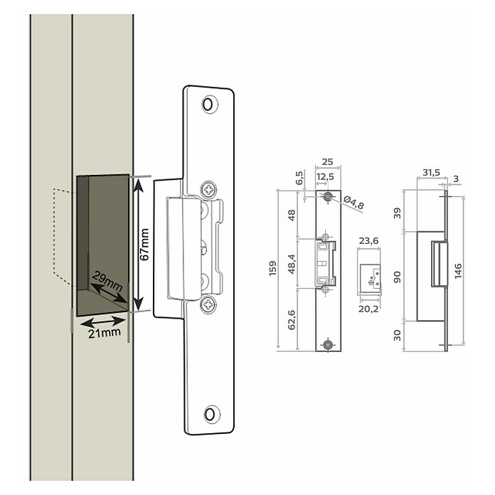 Stabilit Elektrischer Türöffner (Links/Rechts, Spannung: 5 V - 8 V