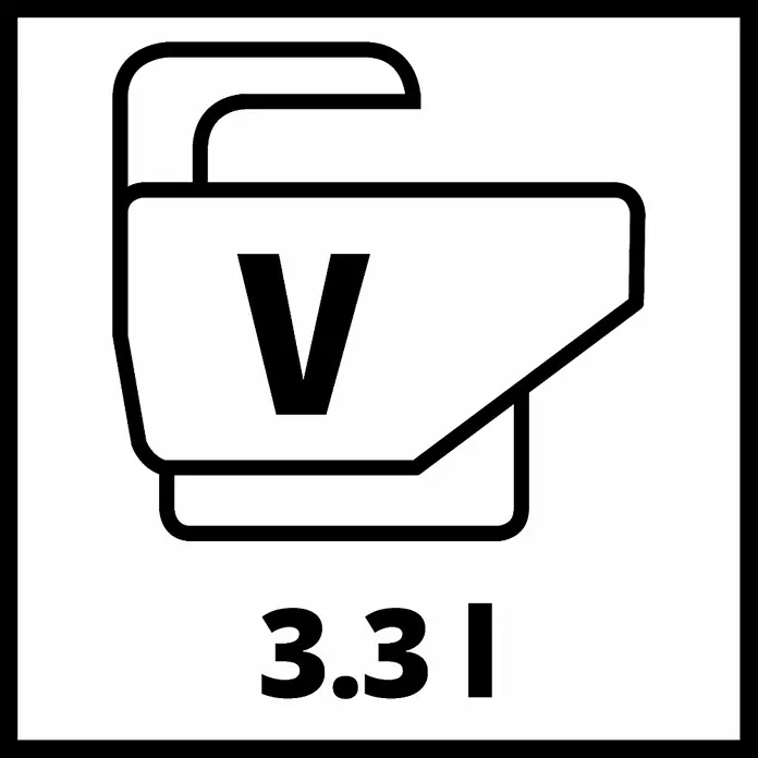 Einhell Power X-Change 18V Handstreuer GE-US 18 Li-Solo - Streubreite: 5 m, Fassungsvermögen: 3,3 l - Symbol für einen 3.3 Liter V-Motor, typisch für viele Fahrzeuge.