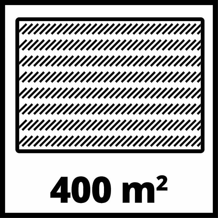 Einhell Power X-Change 18V Akku-Spindelmäher GE-HM 18/38 Li-Solo - 18 V, Ohne Akku, 4 Ah, Schnittbreite: 38 cm - Symbol für eine empfohlene Rasenfläche von 400 m², ideal für die Auswahl des richtigen Rasenmähers oder Bewässerungssystems.