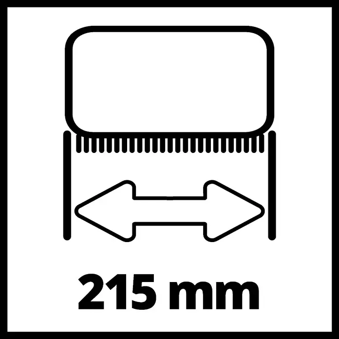 Einhell Power X-Change 18V Gartenbürsteneinsatz Medium Stein für Picobella - Nylon, Passend für: Einhell manuelle Akku-Kehrmaschine Picobella - Produktbild mit Maßangabe: Das Werkstück kann eine maximale Breite von 215 mm haben.