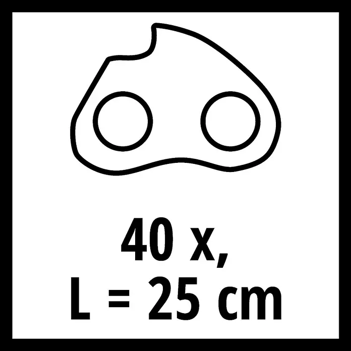 Einhell Power X-Change 18V Sägekette - Passend für: alle Einhell Kettensägen, 25 cm 1,1 40T 3/8 - Abbildung einer Kettensäge mit 40 Zähnen und einer Länge von 25 cm, ideal für effiziente Holzarbeiten und Baumschnitt.