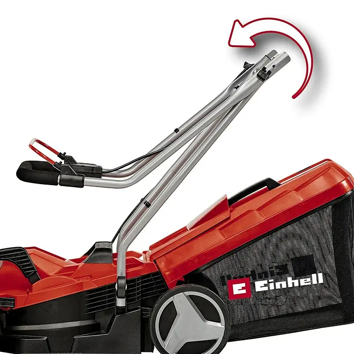 Einhell PXC 18V Cortacésped de batería GE-CM 18/33 Li - 18 V, 1 batería, 4 Ah, Ancho de corte: 33 cm - El cortacésped inalámbrico Einhell con mango plegable para un almacenamiento que ahorra espacio. Práctico y eficiente para jardín.