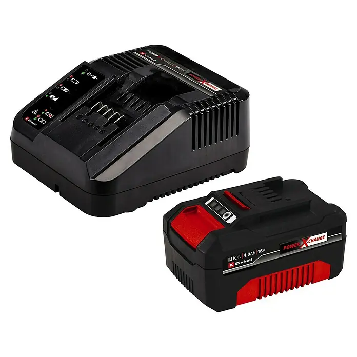 Einhell PXC 18V Cortacésped de batería GE-CM 18/33 Li - 18 V, 1 batería, 4 Ah, Ancho de corte: 33 cm - Batería y cargador Einhell Power X-Change negros y rojos. Ideal para proyectos de bricolaje y jardinería.