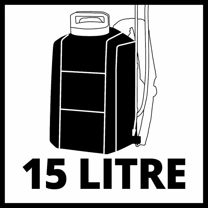 Einhell Power X-Change 18V Drucksprühgerät GE-WS 18/150 Li-Solo - Betriebsdruck: 4,5 bar, Kunststoff - Abbildung eines 15-Liter-Rückensprühgeräts, ideal für Gartenarbeiten und Schädlingsbekämpfung. Das Gerät ist robust und einfach zu bedienen.
