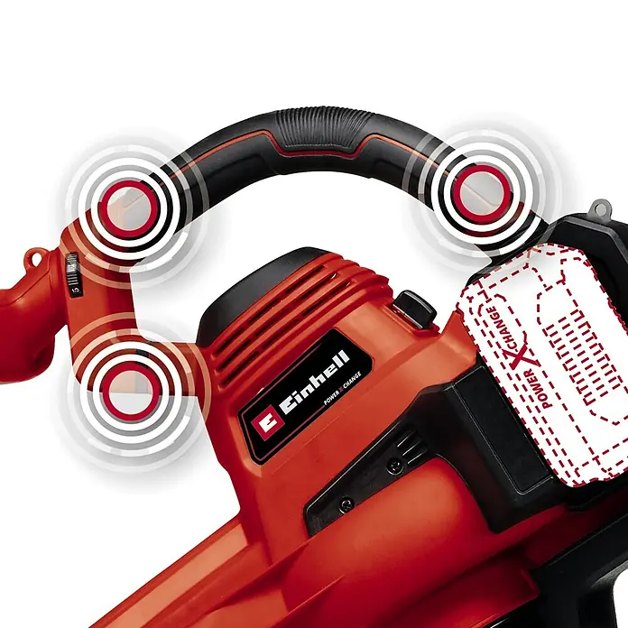Einhell PXC 18V Soplador/Aspirador de batería 36/230 LI E-SOLO - 18 V, Sin batería, Potencia de soplado: 225 m³/h, Velocidad de soplado: 230 km/h - Aspirador/soplador de hojas inalámbrico Einhell Power X-Change con mango ergonómico y ajuste de velocidad variable para un trabajo cómodo.