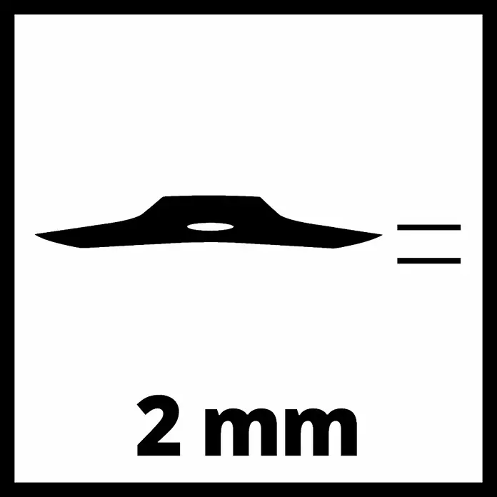Einhell 3-Zahn-Dickichtmesser - 200 mm, Passend für: alle Einhell Sensen - Abbildung eines 2 mm Produkts, ideal für präzise Anwendungen. Die klare Darstellung zeigt die Details.