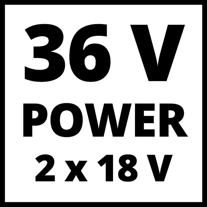 Einhell PXC 18V Multiherramienta de jardín 36VGE-LM 36/4in1 - 36 V, Iones de litio, Sin batería - Texto: '36 V POWER 2 x 18 V'