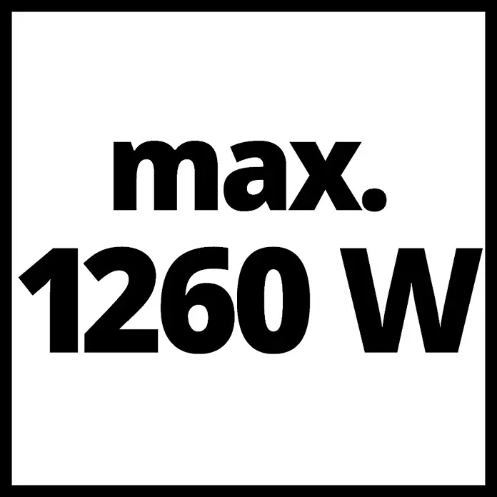 Einhell Professional Batería y cargador PLUS 18V - 18 V, 1 batería, 5,2 Ah - Texto negro 'max. 1260 W' indicando la especificación de potencia máxima.