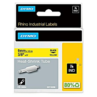 Dymo Cinta para etiquetado Rhino (L x An: 1,5 m x 9 mm, Color presión: Negro, Color cinta: Amarillo, Poliolefina termoplástica)