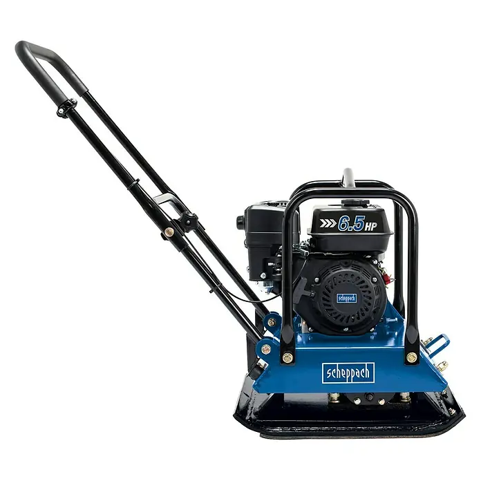 Scheppach Rüttelplatte HP 2200 S - 4,8 kW, Verdichtungsdruck: 25 kN - Scheppach Vibrationsplatte mit 6,5 PS Motor, ideal für Verdichtungsarbeiten im Garten- und Landschaftsbau. Robust und leistungsstark.