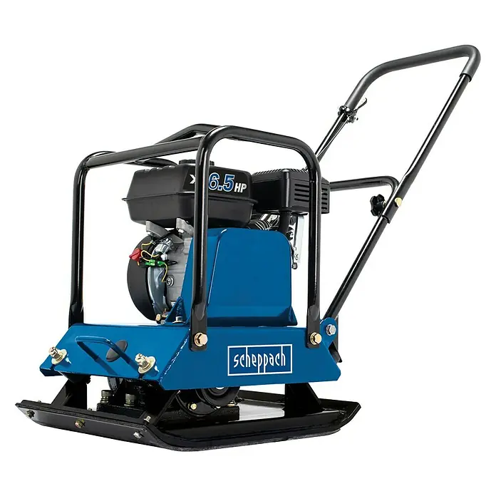 Scheppach Rüttelplatte HP 2200 S - 4,8 kW, Verdichtungsdruck: 25 kN - Scheppach Vibrationsplatte mit 6.5 PS Motor für den professionellen Einsatz auf Baustellen und im Garten- und Landschaftsbau.