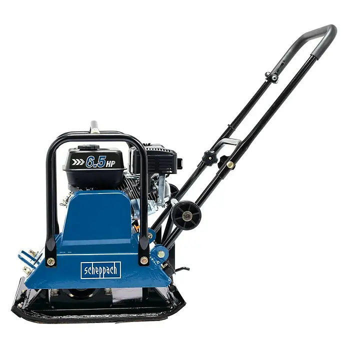 Scheppach Rüttelplatte HP 2200 S - 4,8 kW, Verdichtungsdruck: 25 kN - Scheppach Vibrationsplatte mit 6,5 PS Motor. Das Gerät ist ideal zum Verdichten von Böden und für Pflasterarbeiten.