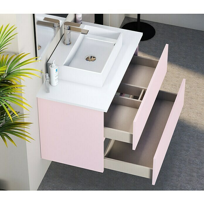 Mueble de lavabo Fons (46 x 60 x 56 cm, Rosa, Mate)