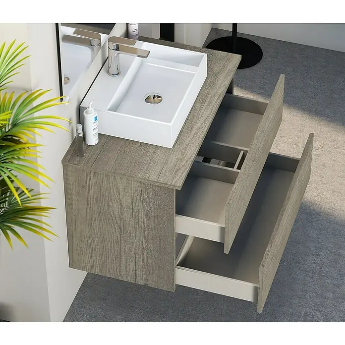 Artysan Mueble bajo de lavabo Fons - 46 x 70 x 56 cm, Nebraska - Mueble de baño con lavabo y cajones abiertos, diseño elegante para baños modernos.