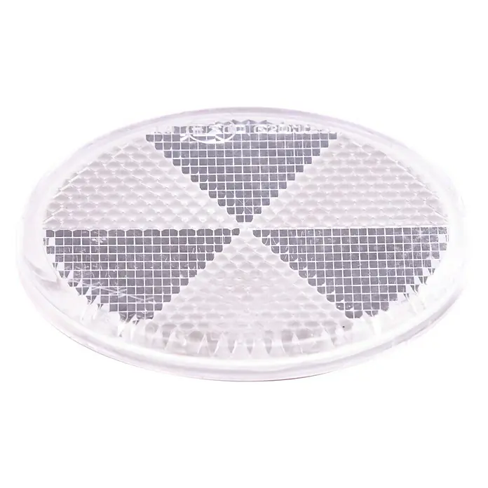 Stema Reflektor - Weiß, Länge: 60 mm - Weißer, ovaler Reflektor mit einem reflektierenden Gittermuster, ideal zur Erhöhung der Sichtbarkeit und Sicherheit.