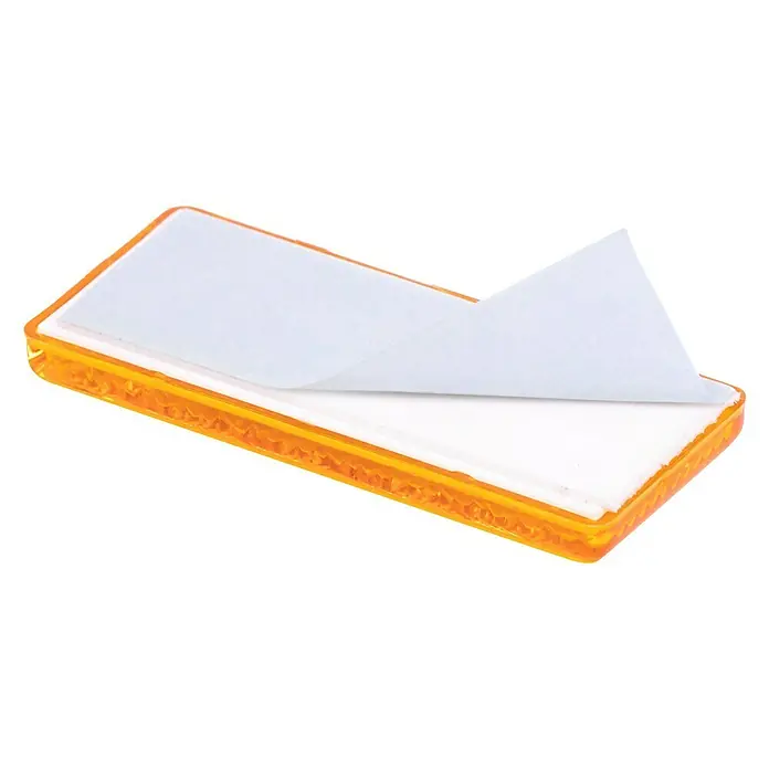 Stema Reflektor - Gelb, 2 Stk. - Ein gelber, rechteckiger LED-Blinker mit abziehbarer Schutzfolie, ideal für erhöhte Sichtbarkeit. Perfekt für Fahrzeuge.