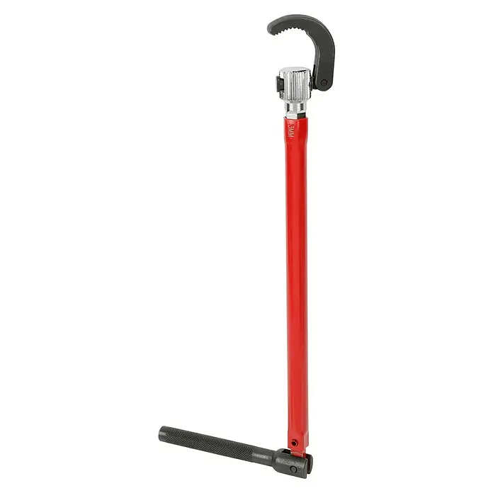 Wisent Standhahn-Mutterschlüssel - Länge: 250 mm - Ein verstellbarer Rohrschlüssel in Rot und Schwarz. Ein Werkzeug für die Installation und Reparatur von Rohren, ideal für schwer zugängliche Stellen.