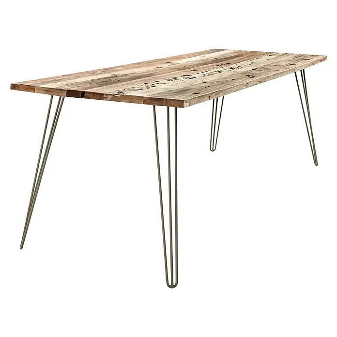 Wagner System Möbelfuß Hairpinlegs - Stahl, Höhe: 71 cm, Grau - Stilvoller Esstisch mit Holzplatte und Metallbeinen. Das rustikale Design macht diesen Tisch zu einem Blickfang in jedem Esszimmer.