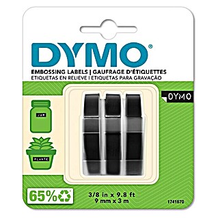 Dymo Cinta para etiquetado Omega (L x An: 3 m x 9 mm, Color cinta: Negro, Plástico, 3 ud.)