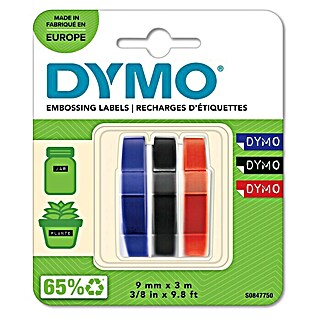 Dymo Cinta para etiquetado Omega (L x An: 3 m x 9 mm, Color cinta: Negro/azul/rojo, Plástico)