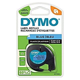Dymo Cinta para etiquetado LetraTag (L x An: 12 m x 4 mm, Color presión: Negro, Color cinta: Azul, Plástico)