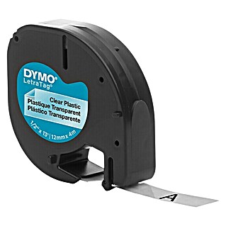 Dymo Beschriftungsband LetraTag (L x B: 12 m x 4 mm, Farbe Druck: Schwarz, Farbe Band: Transparent, Kunststoff)
