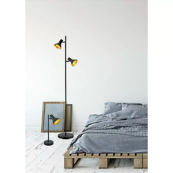 Reality Leuchten Nina Stehleuchte - 56 W, Höhe: 144 cm, Schwarz, Gold, E14 - Stimmungsaufnahme