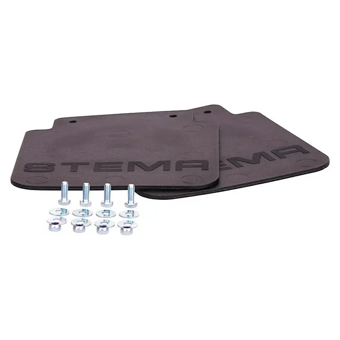 Stema Spritzlappen-Set - 2 Stk., Gummi - Abgebildet sind Schmutzfänger mit Schrauben und Muttern für eine einfache Montage, ideal für jedes Fahrzeug.
