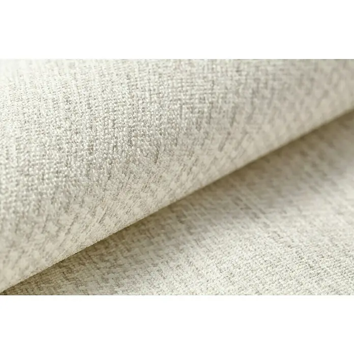 Rasch Kimono Vliestapete Muster - Creme, Uni, 10,05 x 0,53 m - Detailaufnahme eines strukturierten, hellgrauen Stoffes, der sich durch seine feine Webart und dezente Farbgebung auszeichnet. Ideal für Möbel.
