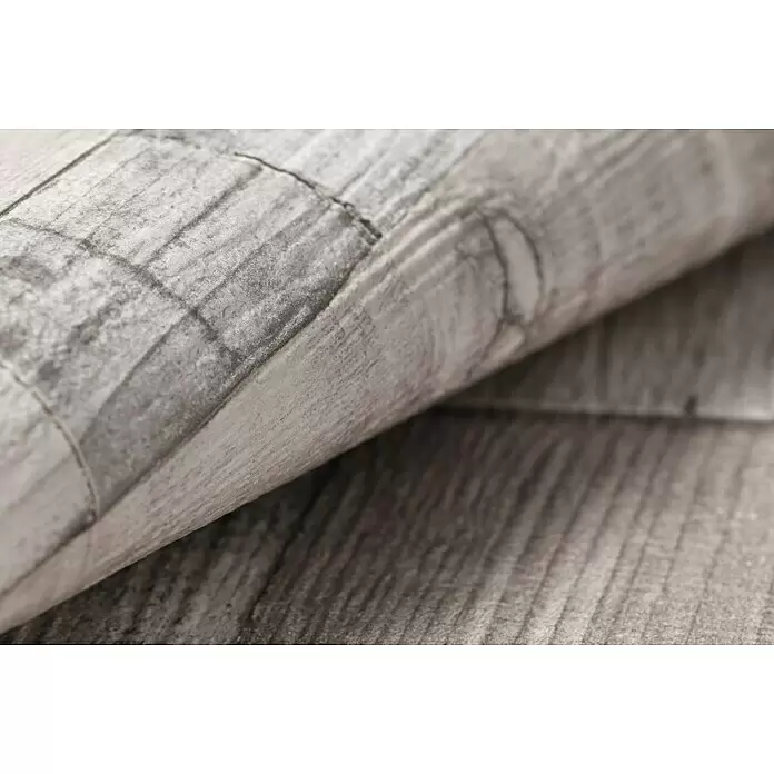 Rasch Papiertapete - Beige/Creme, Holzoptik, 10,05 x 0,53 m - Gekrümmtes graues strukturiertes Material mit dezentem Ziegel- oder Holzmaserungsmuster.
