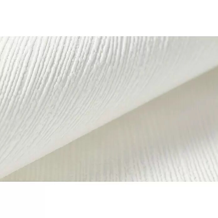 Rasch Vliestapete - Weiß, 10,05 x 0,53 m - Strukturierte weiße Oberfläche mit Rippenmuster, möglicherweise Papier oder Textil.