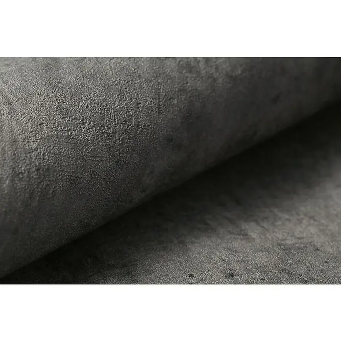Rasch Tapetenwechsel Vliestapete - Dunkelgrau, Betonoptik, 10,05 x 0,53 m - Nahaufnahme einer strukturierten, gewalzten Tapete in dunklen Grautönen, die eine elegante und moderne Wandgestaltung verspricht.