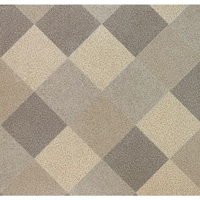 Beauflor PVC-Boden Meterware Plaza - Sonstige, Breite: 200 cm, Beige/Braun - Detailaufnahme eines Teppichbodens mit einem geometrischen Rautenmuster in verschiedenen Grau- und Beigetönen. Ein moderner und stilvoller Bodenbelag.