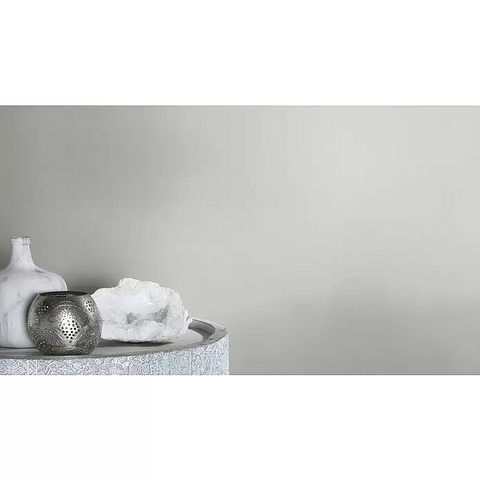 Rasch Vliestapete Deco Style - Grau/Silber/Schwarz, Uni, 10,05 x 0,53 m, Feine Struktur - Stimmungsaufnahme
