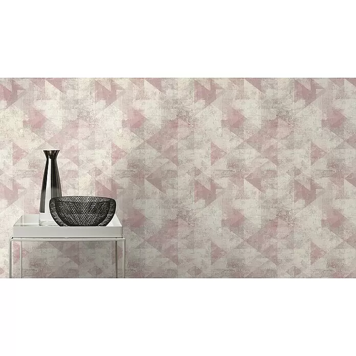 Rasch Hyde Park Vliestapete - Rosa/Grau, Grafisch, 10,05 x 0,53 m - Stimmungsaufnahme