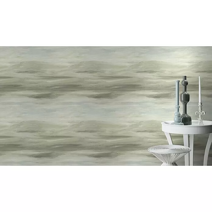 Rasch Vliestapete - Grün/Braun/Blau, Grafisch, 10,05 x 0,53 m - Stimmungsaufnahme