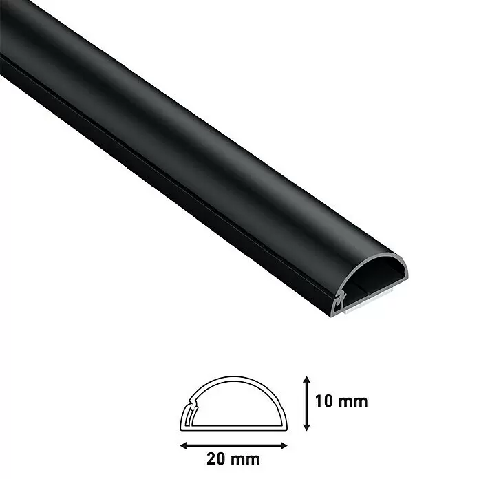 D-Line Kabelkanal Halbrund - 1 m, 20 x 10 mm, Schwarz - Detailaufnahme