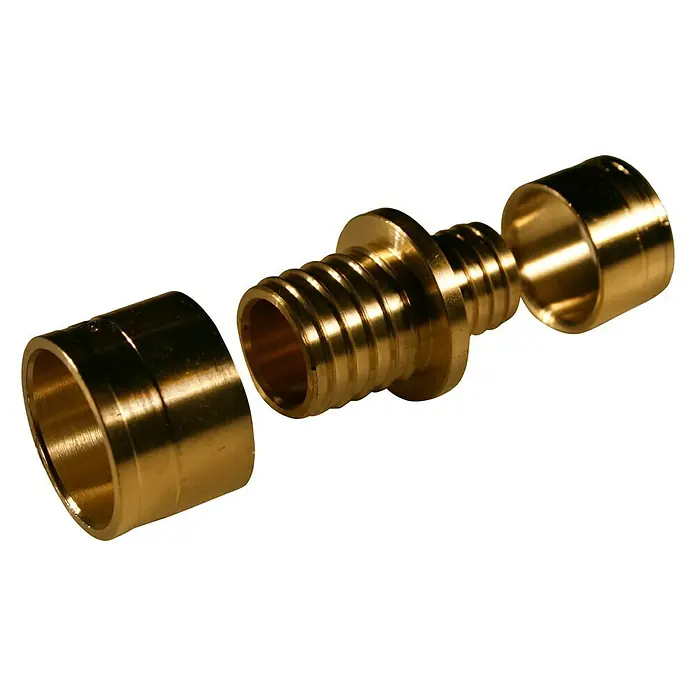 Isoltubex Manguito reductor - 32 mm - 25 mm, Latón - Conexión de latón con dos anillos de latón para una conexión segura y hermética en fontanería.