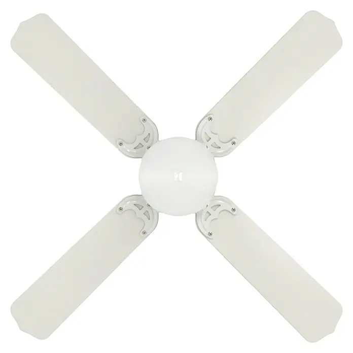 Proklima Deckenventilator Bungonia - Weiß, 105 cm, 60 W, Warmweiß - Weiße Deckenventilator mit vier Flügeln und einer zentralen Leuchte, ideal für die stilvolle Kühlung jedes Raumes.