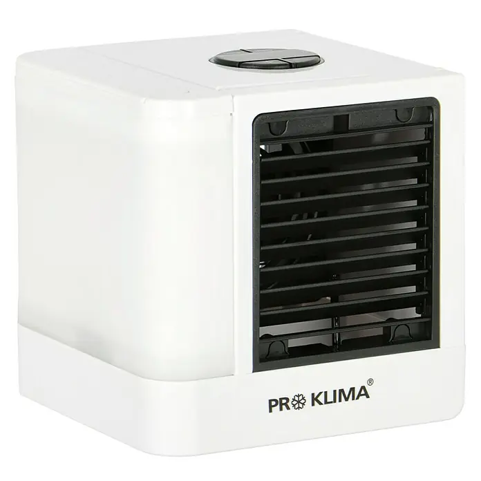 Proklima Luftkühler Mini USB - LED, 5 W - Weißer Pro Klima Luftkühler mit schwarzen Lamellen für eine angenehme Raumtemperatur, ideal für heiße Tage.